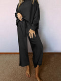 Black Textured 2 pc. Slouchy Loungewear Set